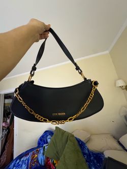Steve Madden Black Shoulder Bag with Gold Chain
