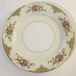 Vtg. Noritake China Porcelain Dinner Plate 10.25" Floral Basket Cream & White