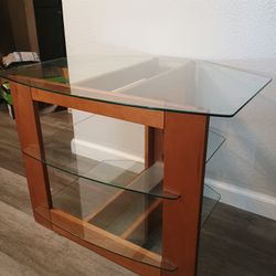 Glass And Wooden TV Stand