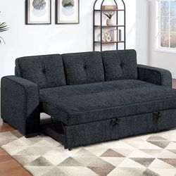 Convertible Sofa Sleeper Sofa with Pull-Out Bed  Color: Black.    📲☎️📞(213)713-74-89.     Sofa Cama color negro Nuevo en Caja