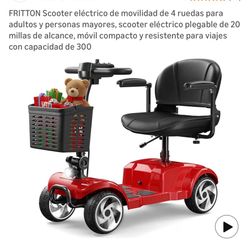 Scooter eléctrico de movilidad de 4 ruedas para adultos y personas mayores, scooter eléctrico plegable de 20 millas de alcance, móvil compacto y resis