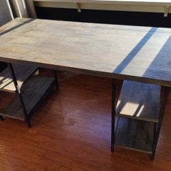 Espresso Wood and Metal Industrial-Style Desk