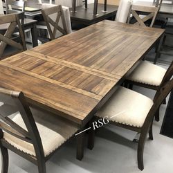 5 Piece Dining Table Set ✨ Solid Wood Extension Dining Table And 4 Chairs ⭐$39 Down Payment with Financing ⭐ 90 Days same as cash