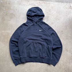 Vintage Y2K Nike Navy Relaxed-Fit Boxy Pullover Hoodie