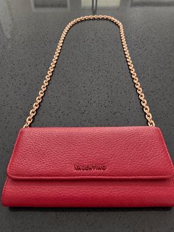 Authentic Valentino Red Leather Chain Wallet Bag