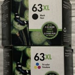 HP Ink Cartridge 63 XL Tri-Color & Black New $30 Ea, Both $50
