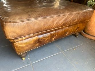 Gorgeous Restoration Hardware Leather Ottoman