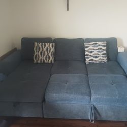 Furniture Foldable A Full Size Blue Couch