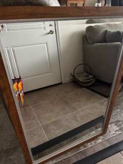 Large Wall Mirror with Wood Frame