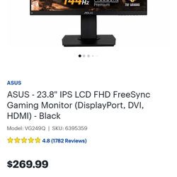 ASUS 23.8" IPS LCD FHD freesync gaming monitor-black