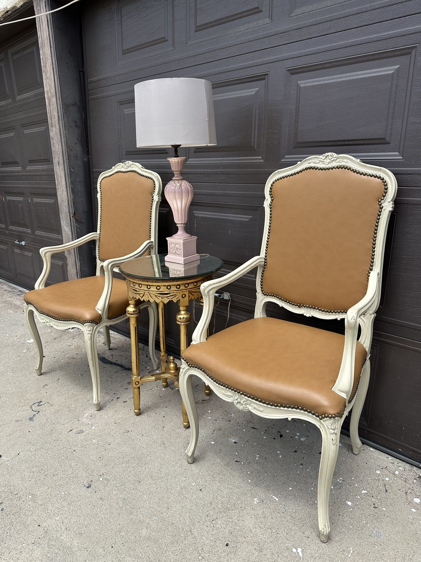 Beautiful Vintage Leather Accent Or Desk Chairs $127 Each 