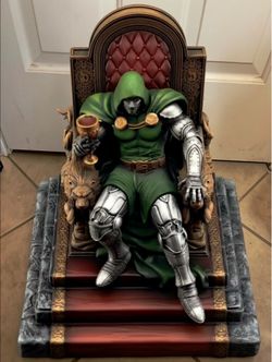 Doctor Doom  on Throne resin sculpture/statue Custom Hand Painted Detail
