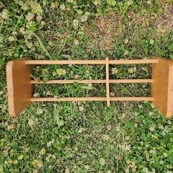 Napa Valley Box Wine . Wood countertop book rack Shelf Measures 19" L 7 6/8" H x 6 3/4". Good for Cds, + Dvds too. East or west