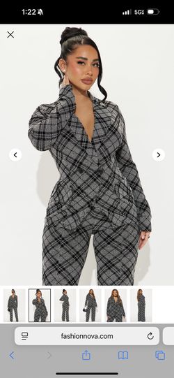 Beautiful Fashion Nova Plaid Blazer Set