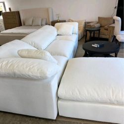 Cloud Sectional Sofa New 🛋 Nixon Ivory White 4 Segments Washable 