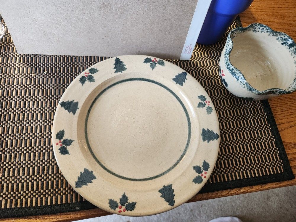 CLAY WORKS CO HANDCRAFTED PLATE AND BOWL GREAT CONDITION