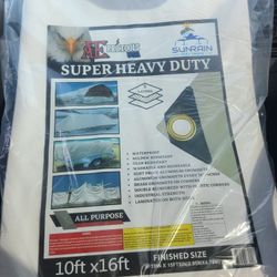 10ft × 16ft Super Heavy Duty White Tarp 