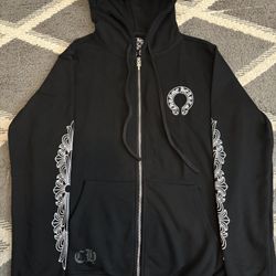 Black and White chrome hearts zip up hoodie