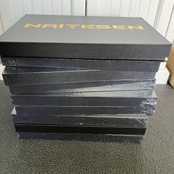 5PCS Professional Kitchen Chef Knife Set with Blade Guards, Wood Handle High Carbon Steel, Sharp. New. 