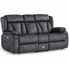 Gray Power Reclining Sofa 3-Seater