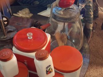 Dazey red football style churn plus collector pieces