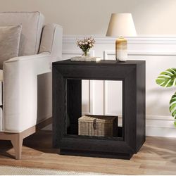 End Table, 24" Side Table with Storage Shelf, Farmhouse Style Nightstand Bedside Table