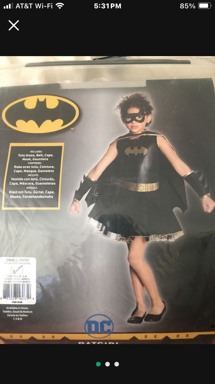 Bat Girl Costume  Size 4/6 