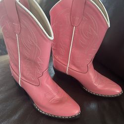 Girls Pink Cowboy Boots- Old West Size 12,5