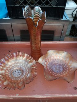 Carnival glass iridescent marigold rare antique