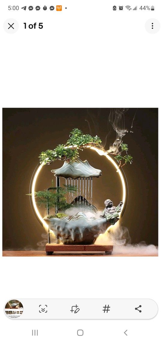 🪷 Brand New Ceramic Buddha Indoor Water Fountain – LED Light & Mist Feature | Peaceful Tabletop Waterfall 🪷