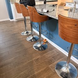 4 Leather Bar Stools 