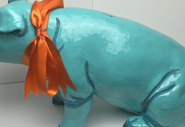 Life Size Piggy Bank Made in 1980- St Tropez-Teal Color