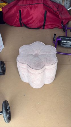 Light pink flowered stool storage Light pink flowered stool storage