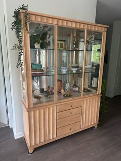 Dining Table with 4 Chairs + China Cabinet Set