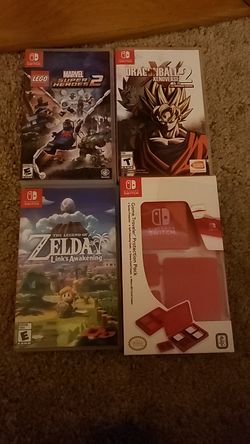 Nintendo switch games and brand new protection pack. Used Nintendo brand carrying case in good condition.