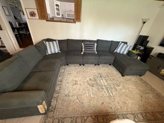 Large Modular Sectional Sofa w/ Chaise – Dark Gray
