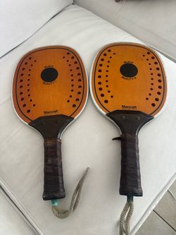 Black Beauty paddleball and platform tennis racket from the 1970s.
