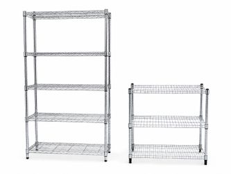 2 Chrome Wire Shelving Racks – Heavy Duty Storage Shelves Set