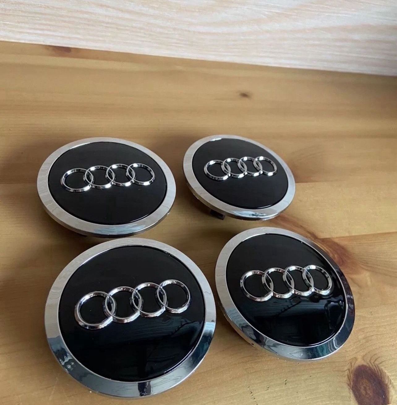 Audi 69mm Black Chrome Wheel Rim Center Hub Caps Emblem 4PC Set 4B0601170A