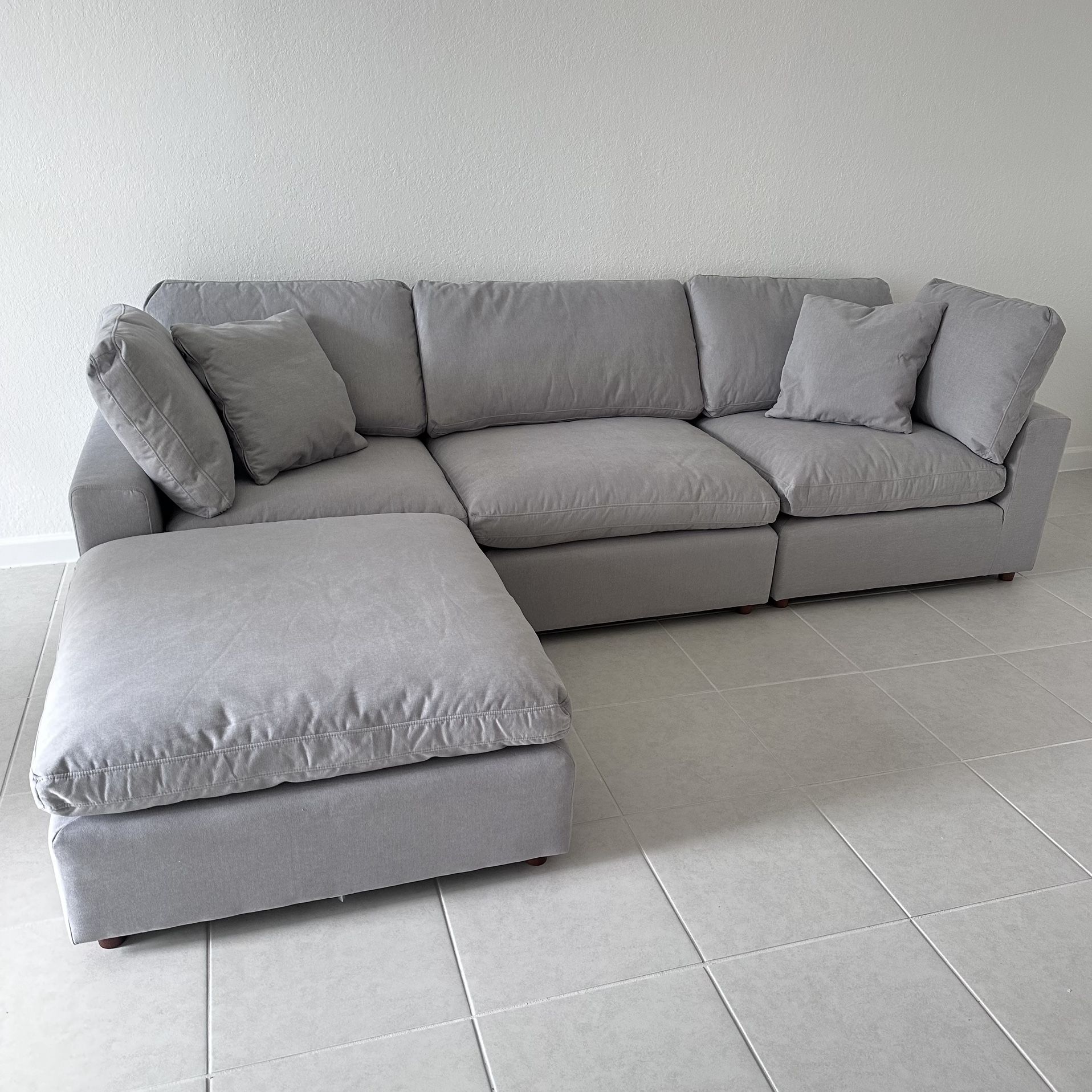 New Gray Sectional Cloud Couch Sofa