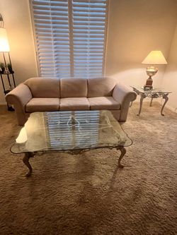 glass top coffee table with Ornate Metal Base