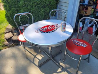 4 Piece Coca Cola Chrome Table & Chairs Set