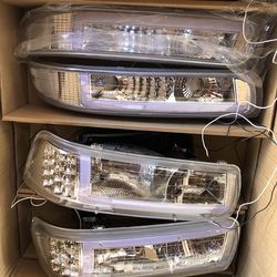 Refurbished chrome clear led drl headlights for 99-02 Chevy Silverado 00-06 Tahoe 4 pcs headlights Farris Focos Cuartos