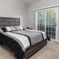 Gray wood King Bedroom set