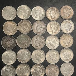 25 Silver Peace Dollars 