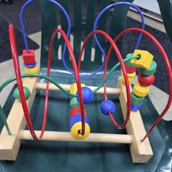 Vintage 1999 IKEA Wooden Maze Roller Coaster Activity Learning Toy; 4 Colors