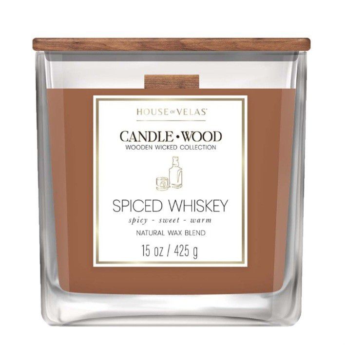 House of Velas Spiced Whiskey Scented Wooden Wick Candle
15 oz