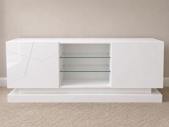 White High-Gloss LED TV Stand / Entertainment Center for 60–70” TV