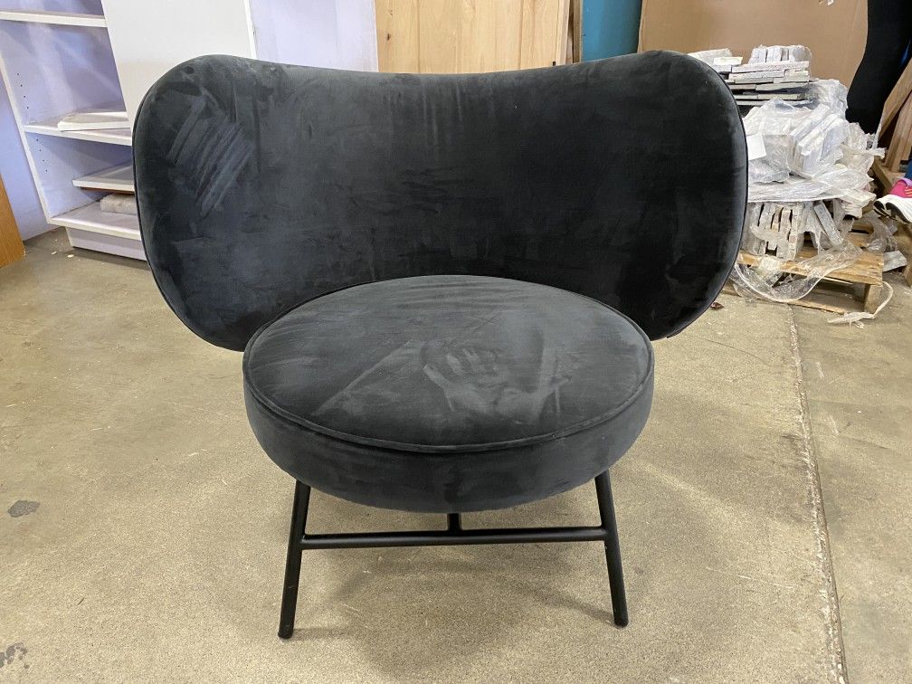 Black Velvet Modern Elephant Ear Lounge Chair