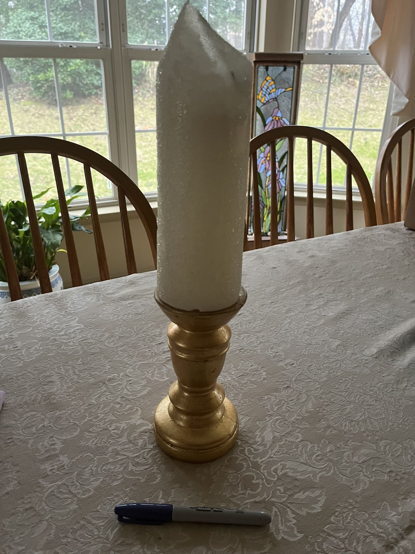 FREE! Golden Candle Holder With Used Candle